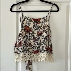 Tie back floral crop top